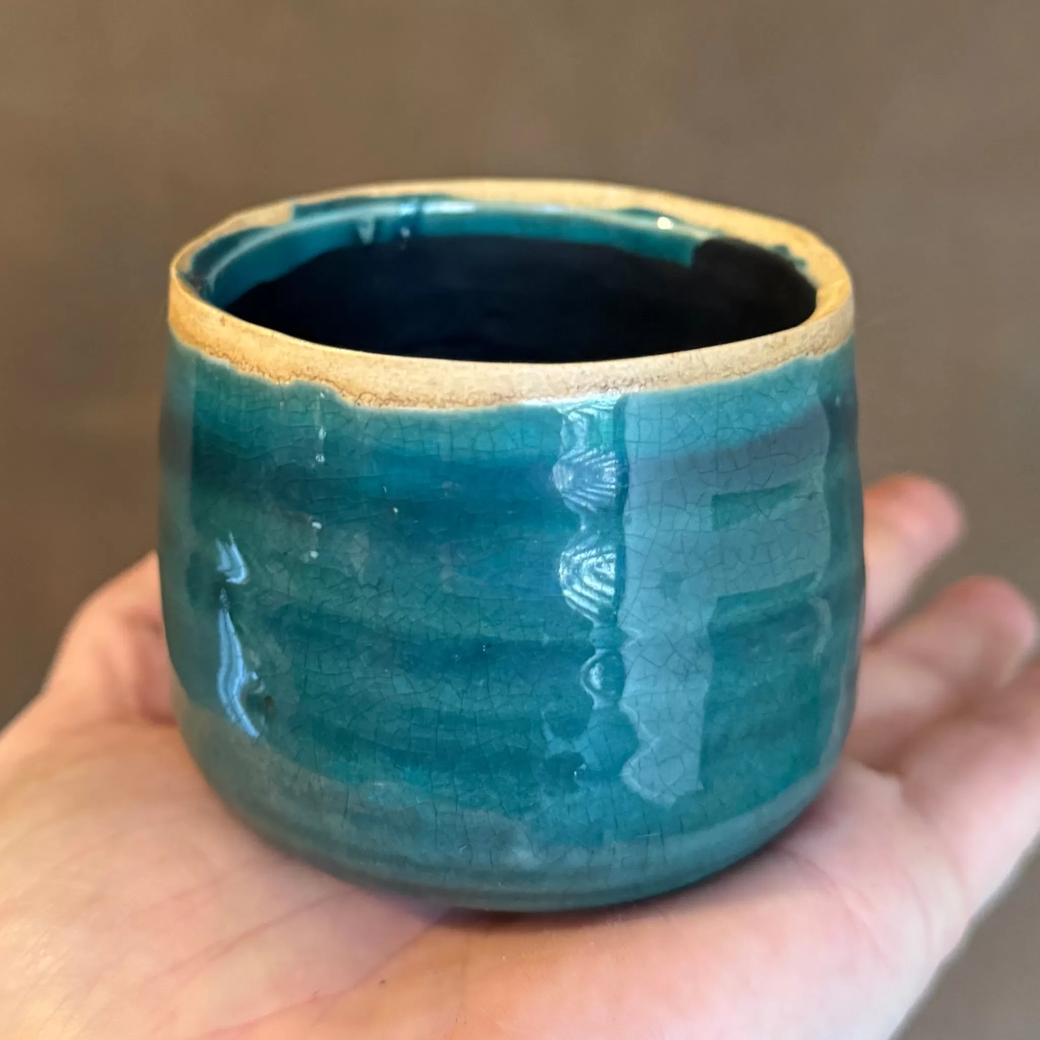 grow urban Crackle Glaze Pot - Turquoise | 8cm- Indoor Pots