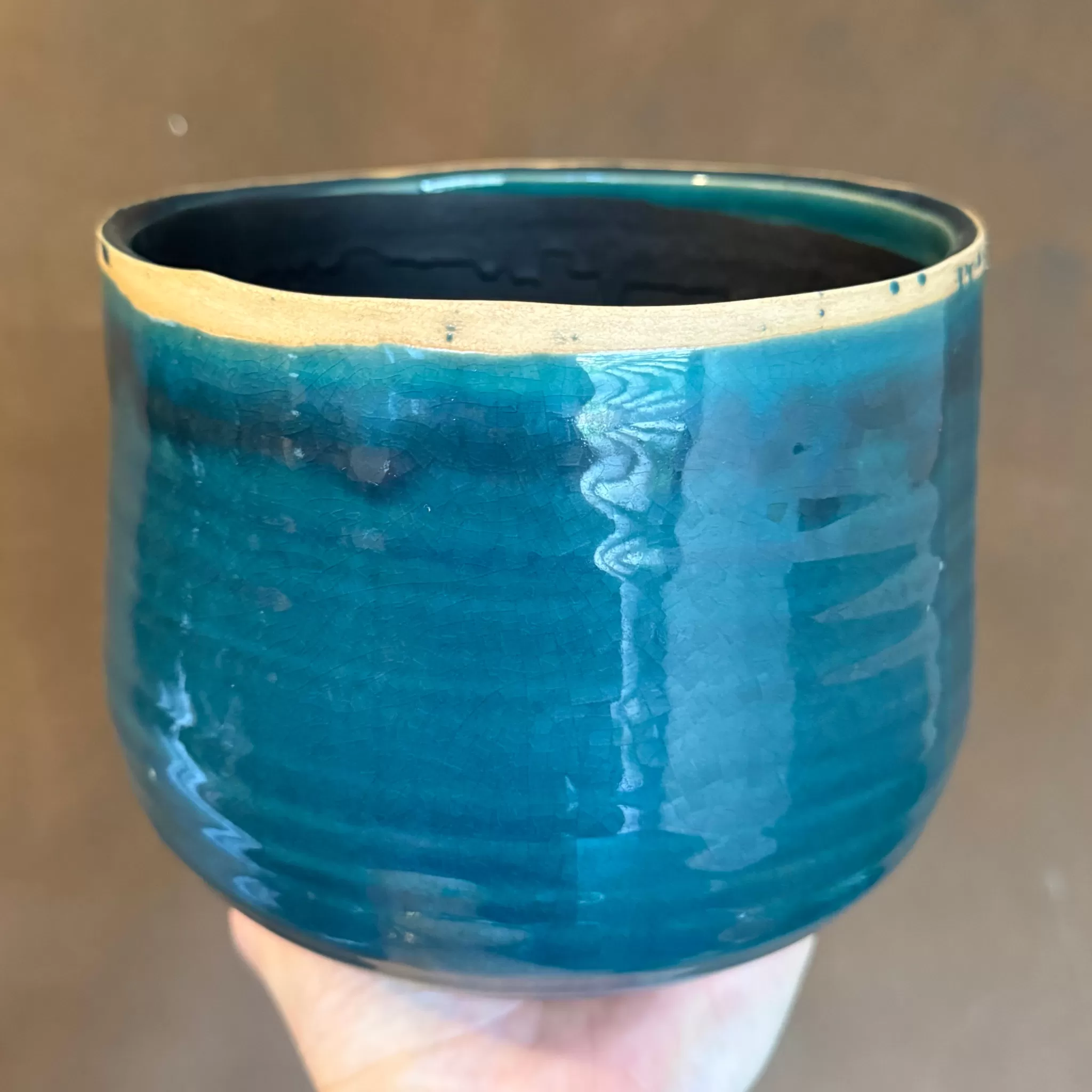 grow urban Crackle Glaze Pot - Turquoise | 16cm- Indoor Pots