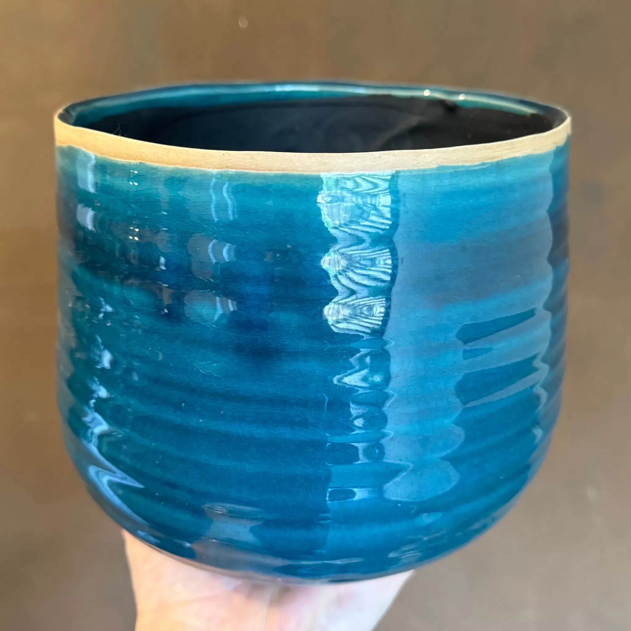 grow urban Crackle Glaze Pot - Turquoise | 18cm- Indoor Pots