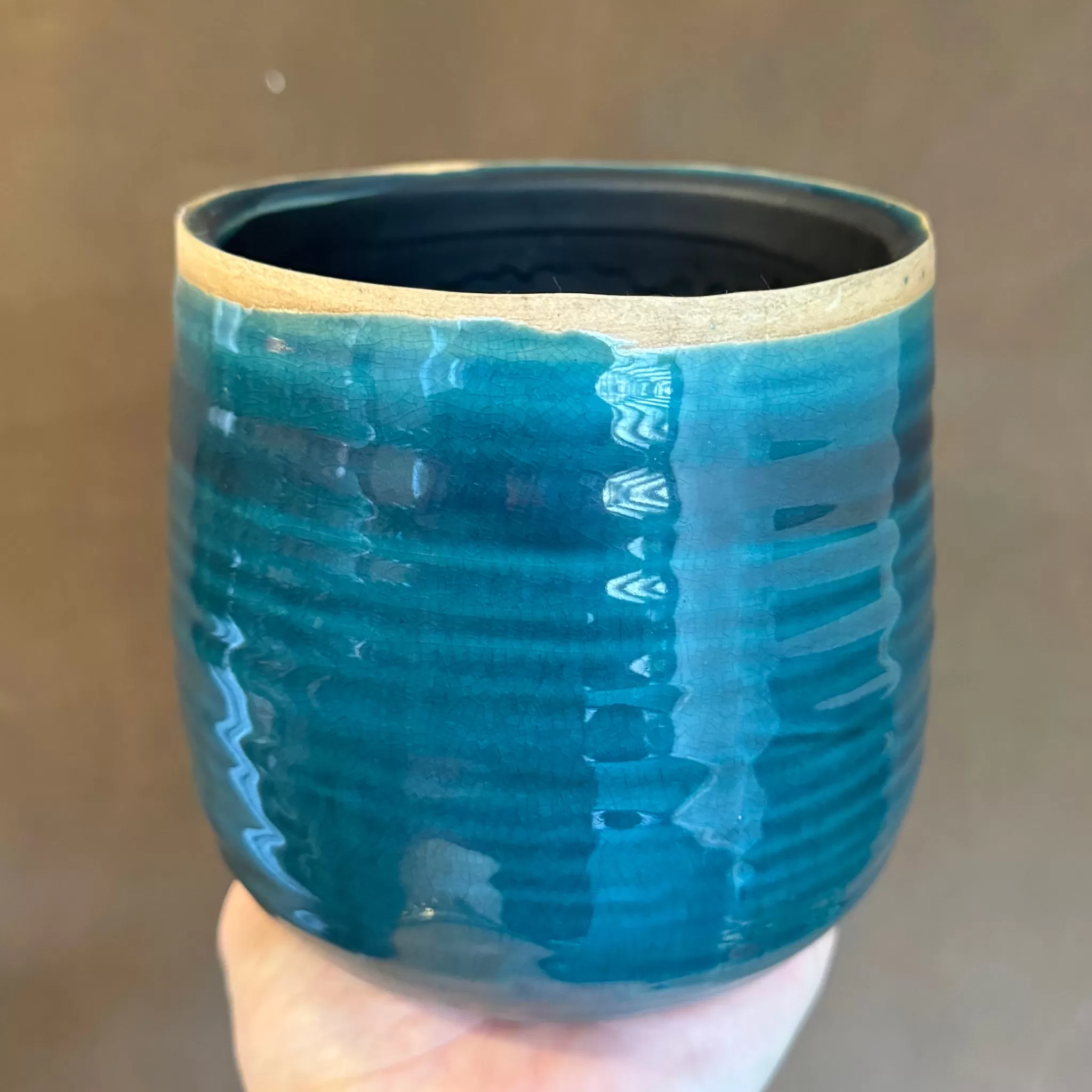 grow urban Crackle Glaze Pot - Turquoise | 14cm- Indoor Pots