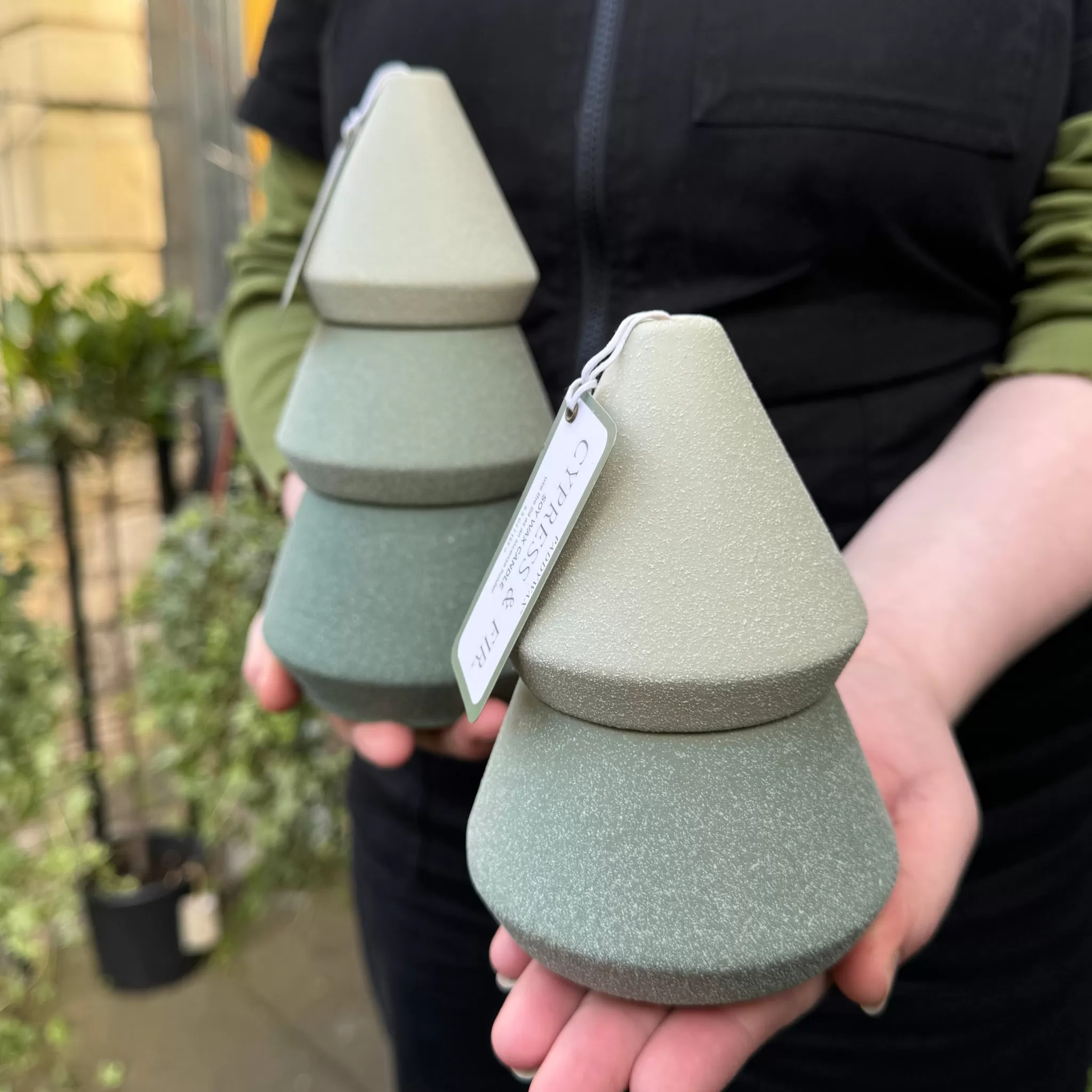grow urban Cypress & Fir Tree Candle Stack | Large- Home Decor & Hardware | Christmas Decorations